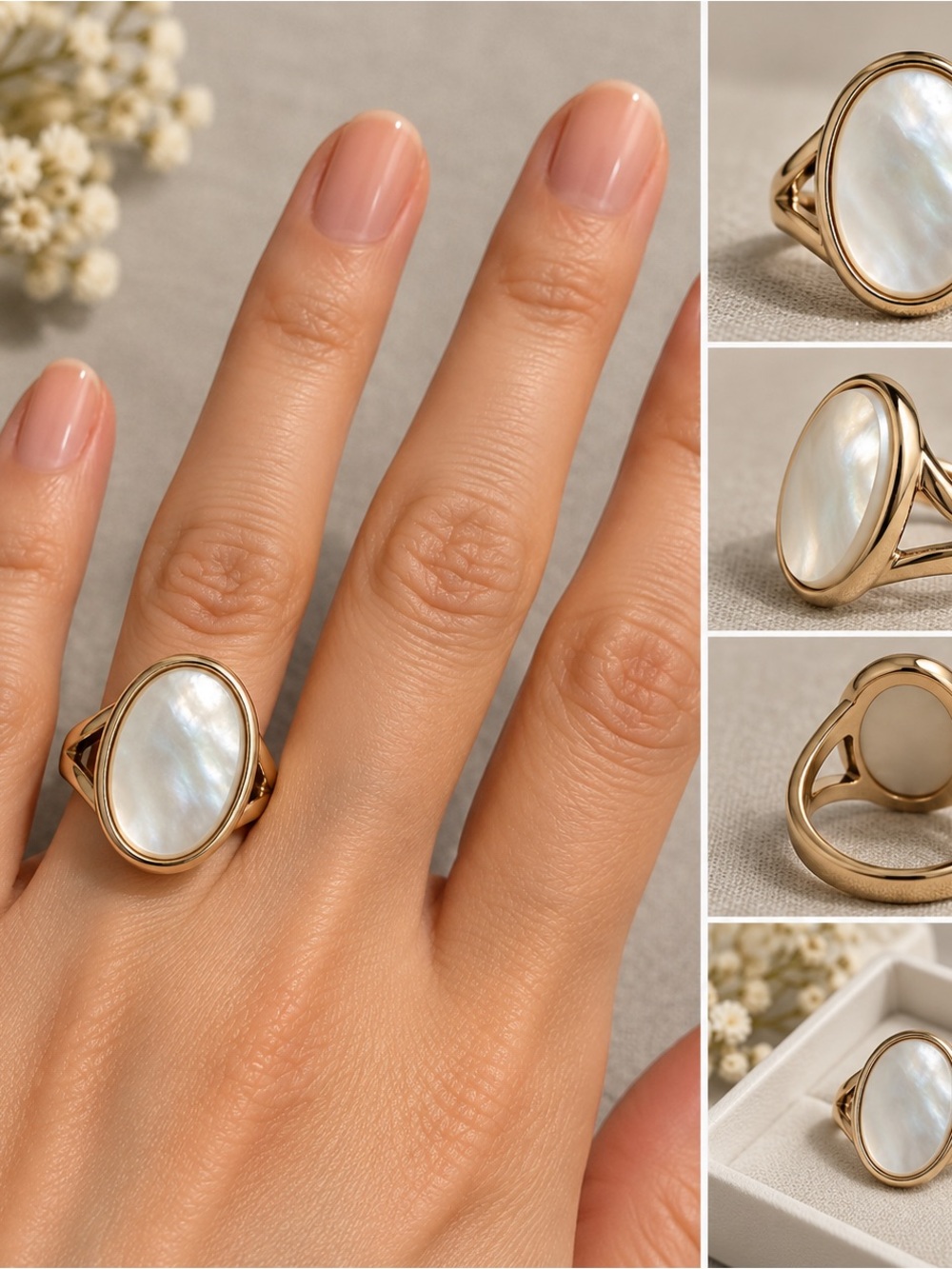 Oval Mother-of-Pearl Statement Ring